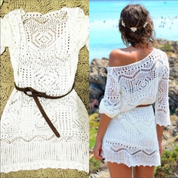 Other - white crochet beach coverup